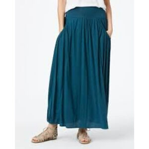 Garnet Hill Favorite Maxi Knit Skirt In Teal Womens Size PP 0-2 Lagenlook Travel